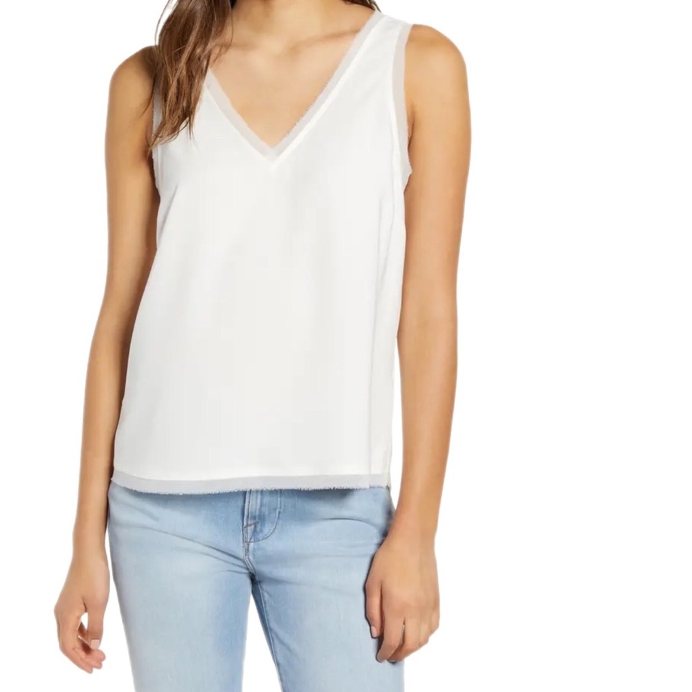 Halogen Ivory Cloud Raw Edge Tank